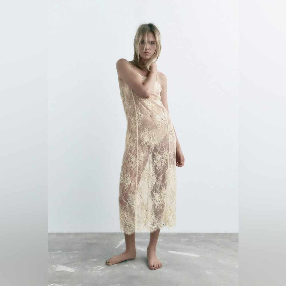 ZARA BEADED LACE DRESS